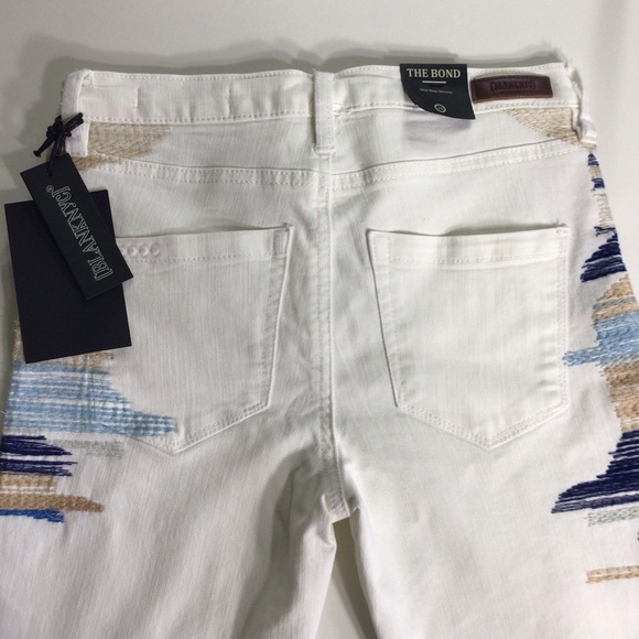BLANKNYC The Bond Mid-Rise White Skinny Jeans Size 26 Embroidered Frayed Hem - Picture 6 of 11